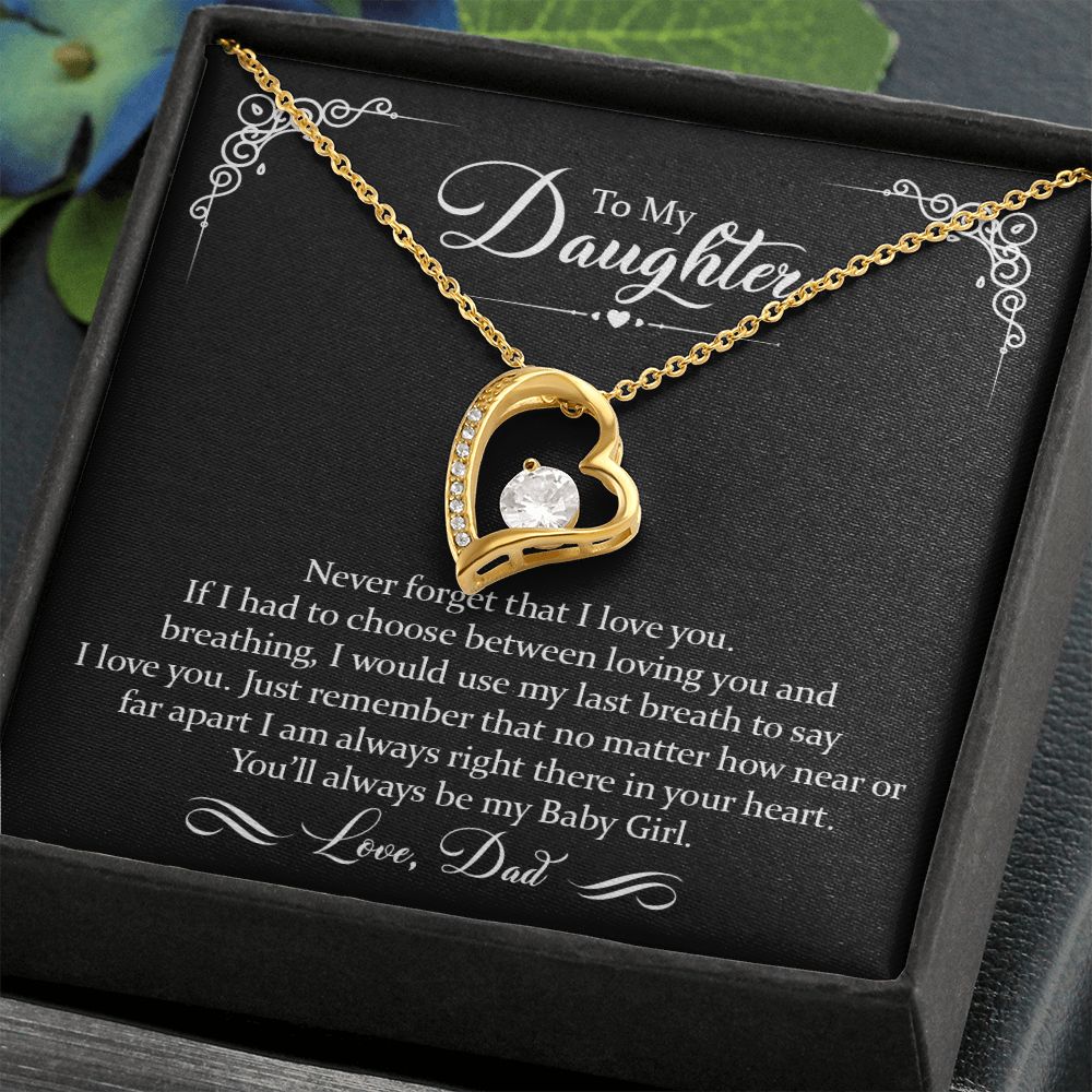 To My Daughter - Never Forget I Love You | Gold Forever Love Heart Necklace