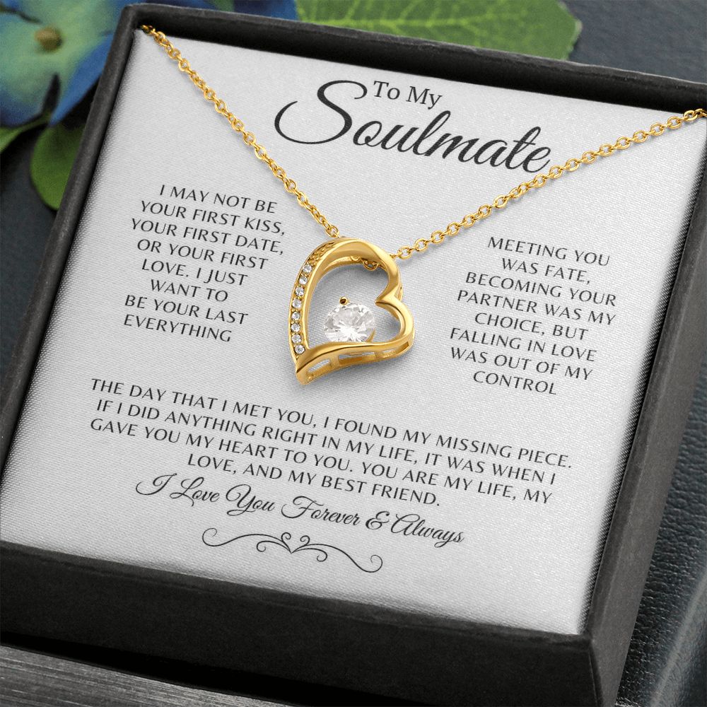 Soulmate Gift for Wife or Girlfriend, Fiance, 5th Anniversary Gift for Her, 14k White Gold Necklace