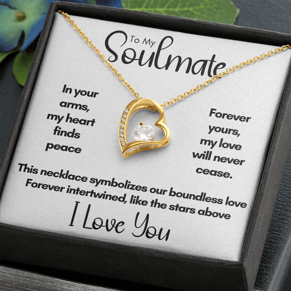 To My Soulmate - In Your Arms | 14k White Gold and Stainless Steel Forever Love Heart