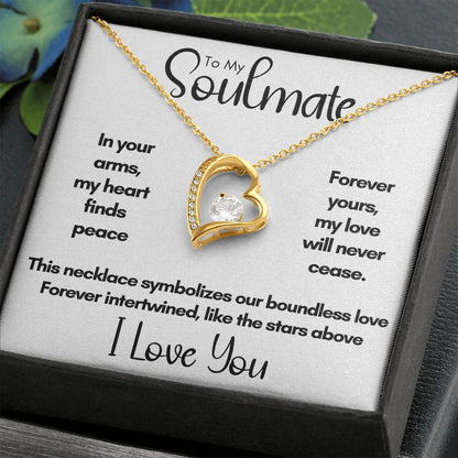 To My Soulmate - In Your Arms | 14k White Gold and Stainless Steel Forever Love Heart