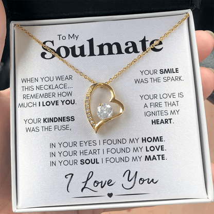 To My Soulmate - Your Smile | Stainless Steel and Gold Heart Necklace