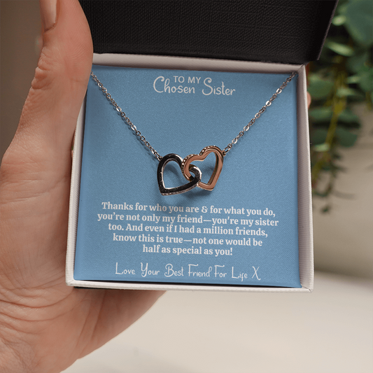 No Friend As Special As You - Best Friend Necklace | Chosen Sister | Interlocking Hearts Unbreakable Bond Necklace and Gift Box