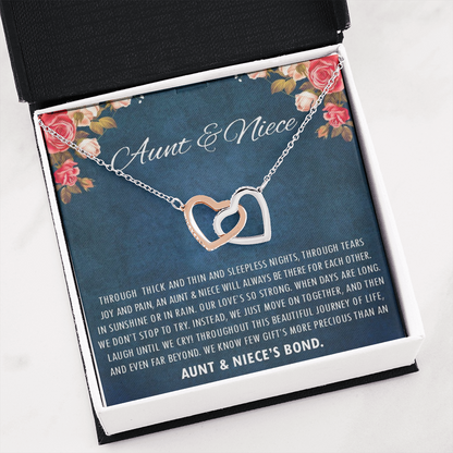 Aunt & Niece - Beautiful Journey of Life | Beautiful 14k Gold Forever Family Locked Hearts