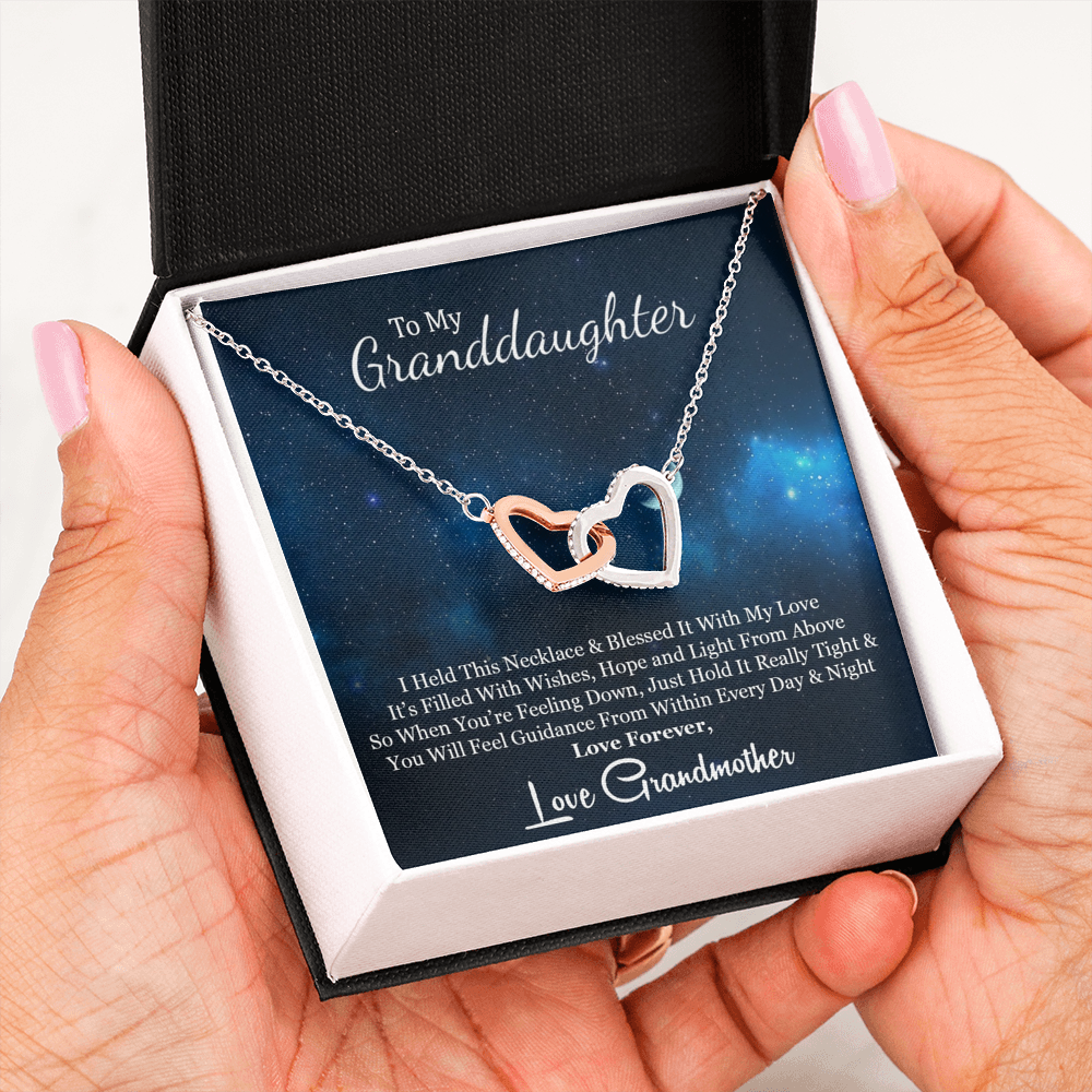 To My Grand Daughter - When You Are Feeling Down (Love, Grandmother) | Beautiful 14k Gold Forever Family Locked Hearts