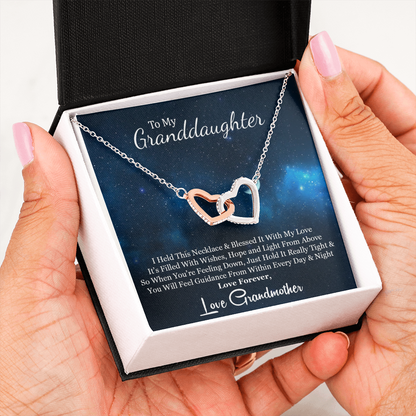 To My Grand Daughter - When You Are Feeling Down (Love, Grandmother) | Beautiful 14k Gold Forever Family Locked Hearts
