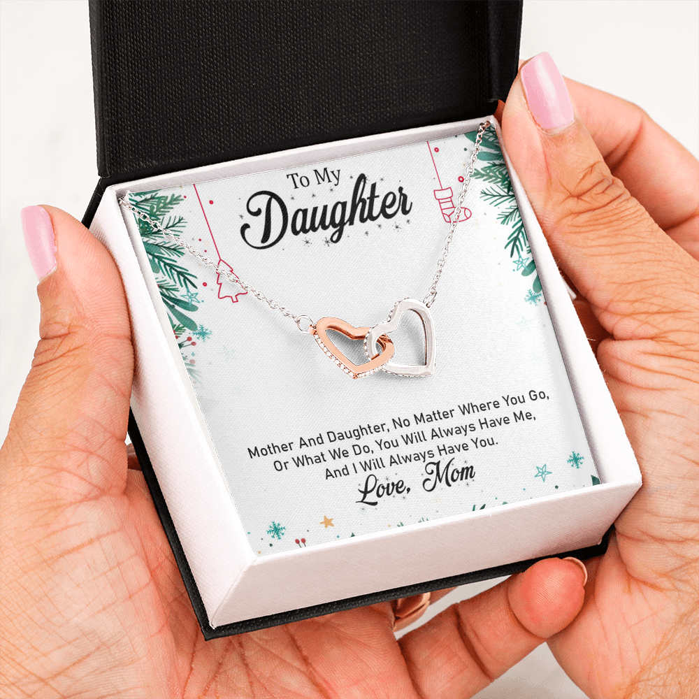 To My Daughter - I Will Always Have You (Love, Mom) | Beautiful 14k Gold Forever Family Locked Hearts