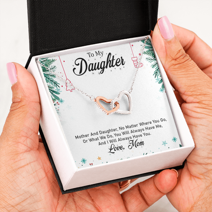 To My Daughter - I Will Always Have You (Love, Mom) | Beautiful 14k Gold Forever Family Locked Hearts
