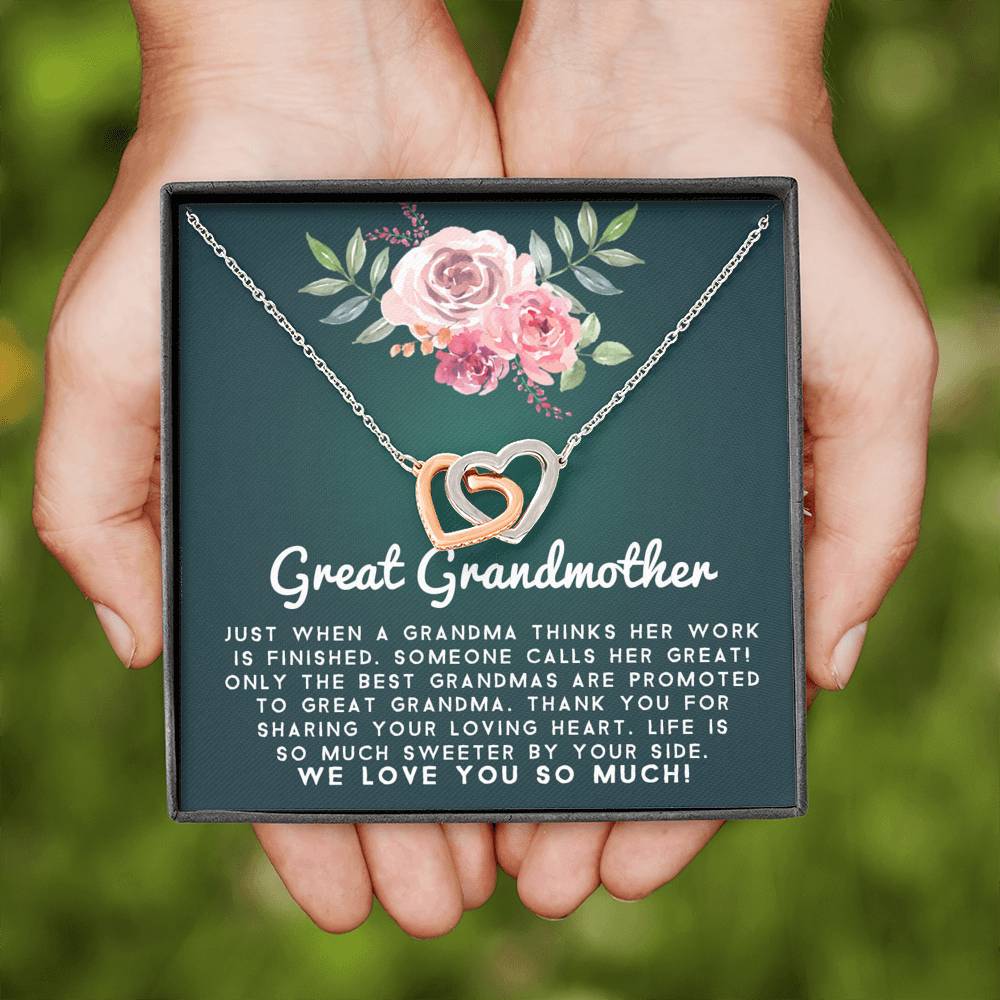 Great Grand Mother - Sweeter By Your Side | Beautiful 14k Gold Forever Family Locked Hearts