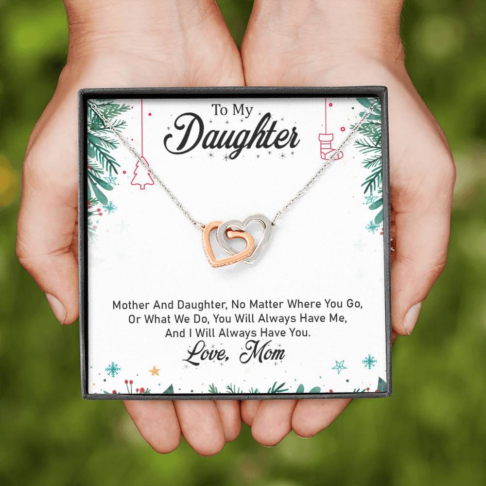To My Daughter - I Will Always Have You (Love, Mom) | Beautiful 14k Gold Forever Family Locked Hearts