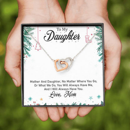 To My Daughter - I Will Always Have You (Love, Mom) | Beautiful 14k Gold Forever Family Locked Hearts