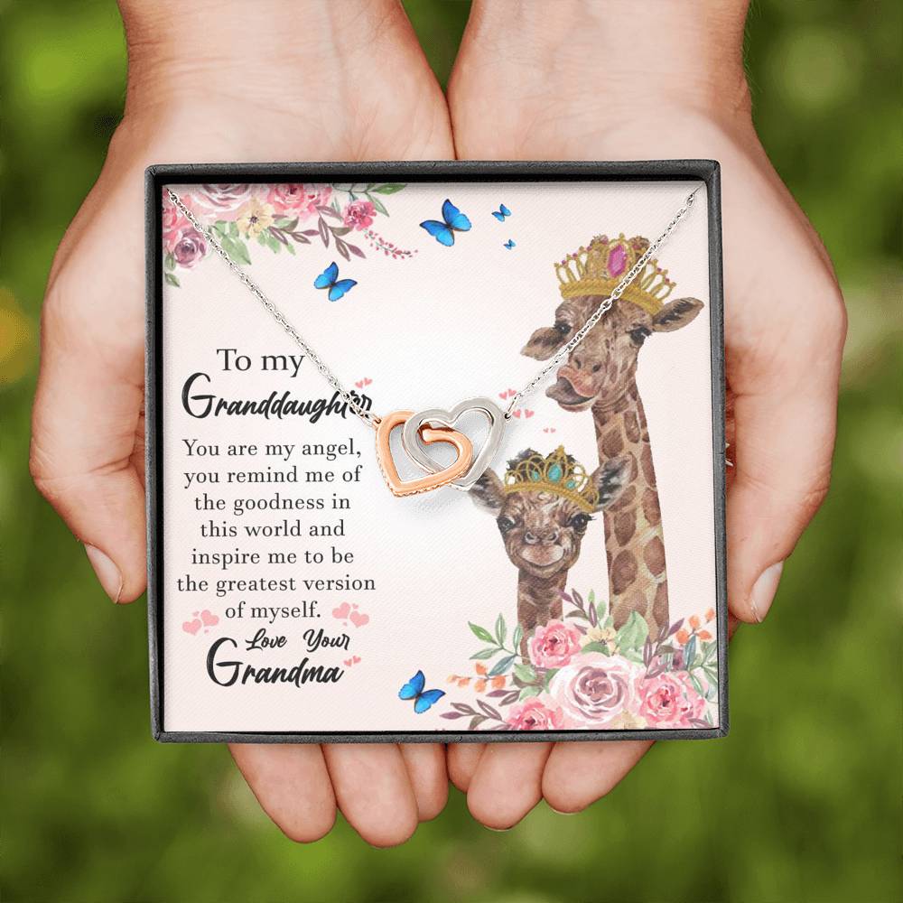 To My Grand Daughter - You Are My Angel (Love, Your Grandma) | Beautiful 14k Gold Forever Family Locked Hearts