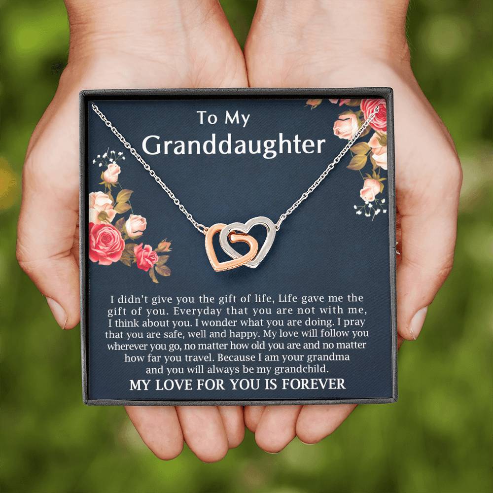 To My Grand Daughter - My Love Will Follow You |  Beautiful 14k Gold Forever Family Locked Hearts