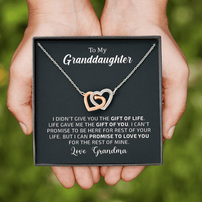 To My Grand Daughter - The Gift Of You (Love, Grandma) | Beautiful 14k Gold Forever Family Locked Hearts