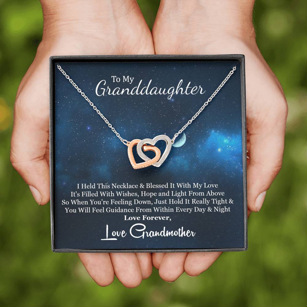 To My Grand Daughter - When You Are Feeling Down (Love, Grandmother) | Beautiful 14k Gold Forever Family Locked Hearts