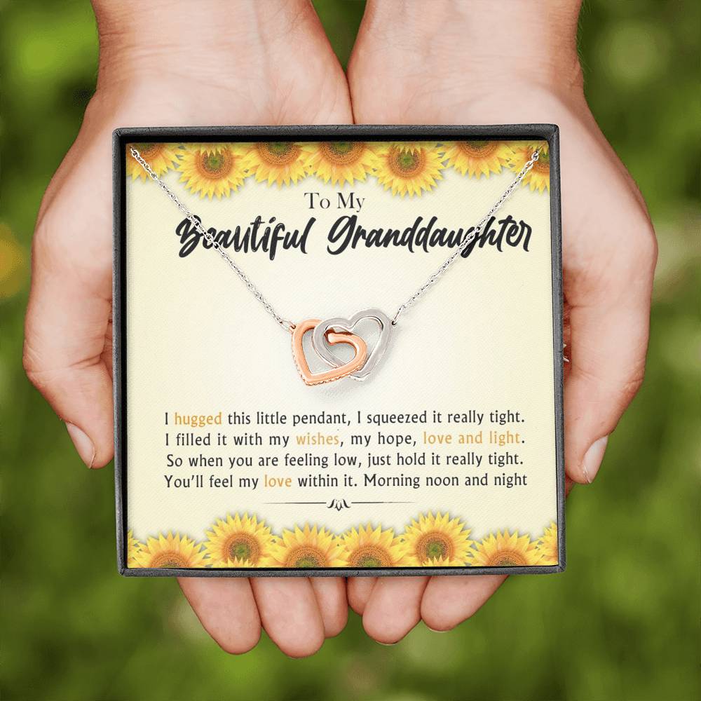 To My Beautiful Grand Daughter - When You Are Feeling Low | Beautiful 14k Gold Forever Family Locked Hearts