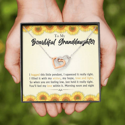 To My Beautiful Grand Daughter - When You Are Feeling Low | Beautiful 14k Gold Forever Family Locked Hearts