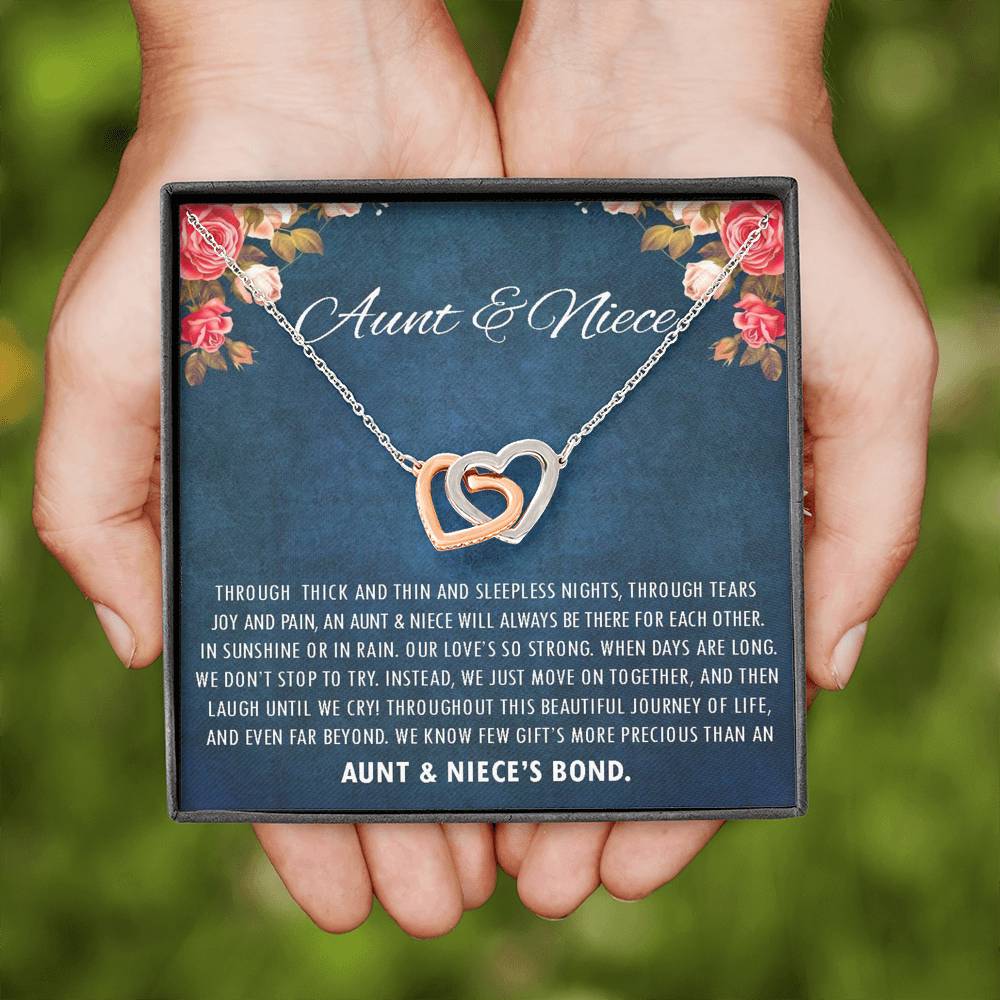 Aunt & Niece - Beautiful Journey of Life | Beautiful 14k Gold Forever Family Locked Hearts