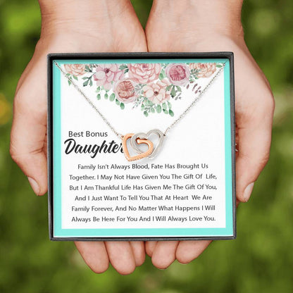 Best Bonus Daughter - Fate Has Brought Us Together | Beautiful 14k Gold Forever Family Locked Hearts
