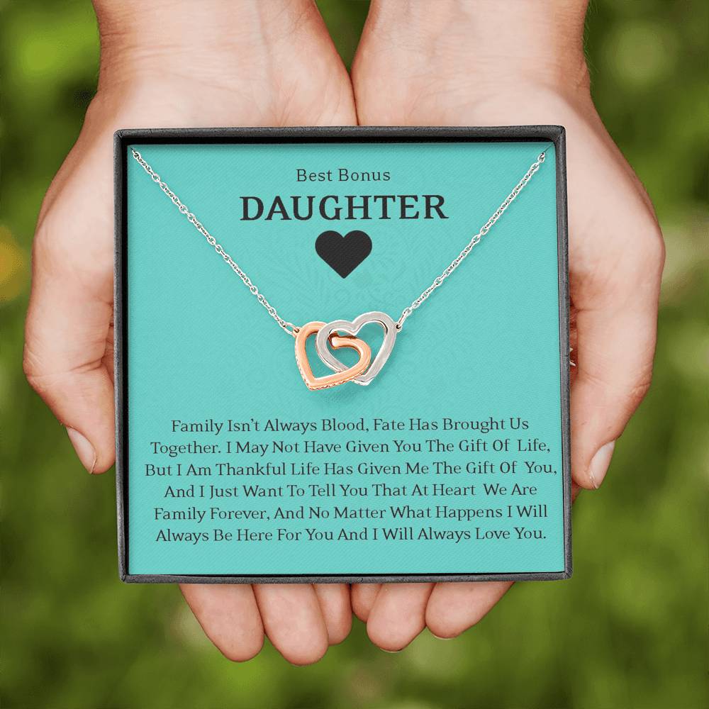 Best Bonus Daughter - Fate Has Brought Us Together | Beautiful 14k Gold Forever Family Locked Hearts