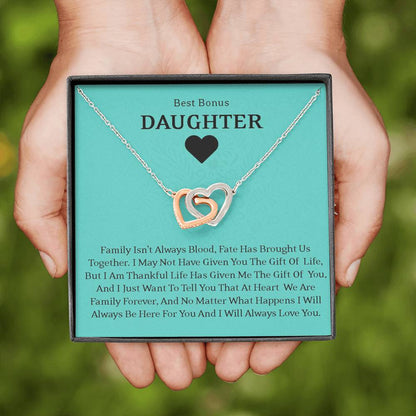 Best Bonus Daughter - Fate Has Brought Us Together | Beautiful 14k Gold Forever Family Locked Hearts