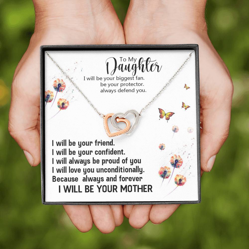 To My Daughter - I Will Be Your Biggest Fan | Beautiful 14k Gold Forever Family Locked Hearts