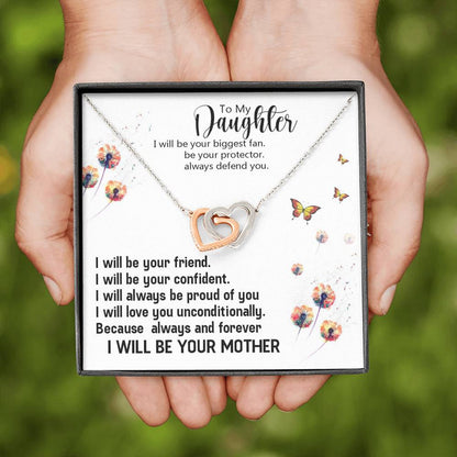 To My Daughter - I Will Be Your Biggest Fan | Beautiful 14k Gold Forever Family Locked Hearts