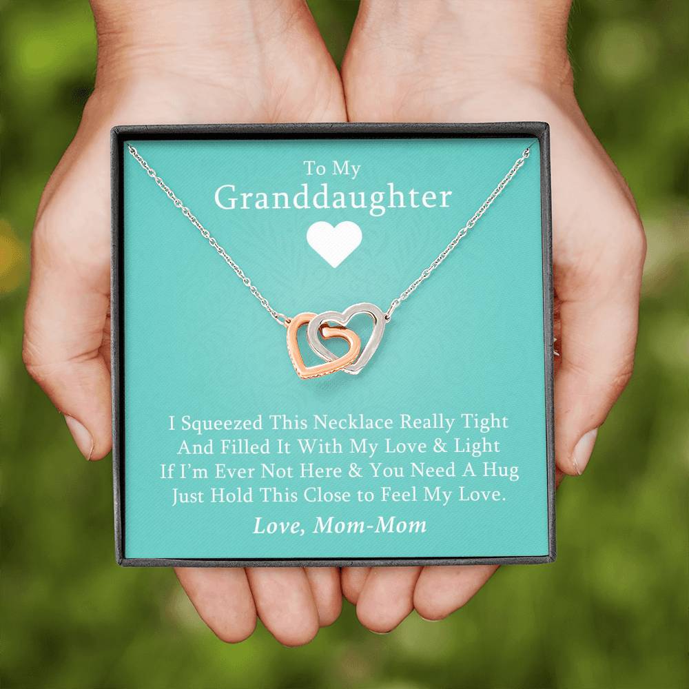 To My Grand Daughter - If I'm Ever Not Here (Love, Mom-Mom) | Beautiful 14k Gold Forever Family Locked Hearts