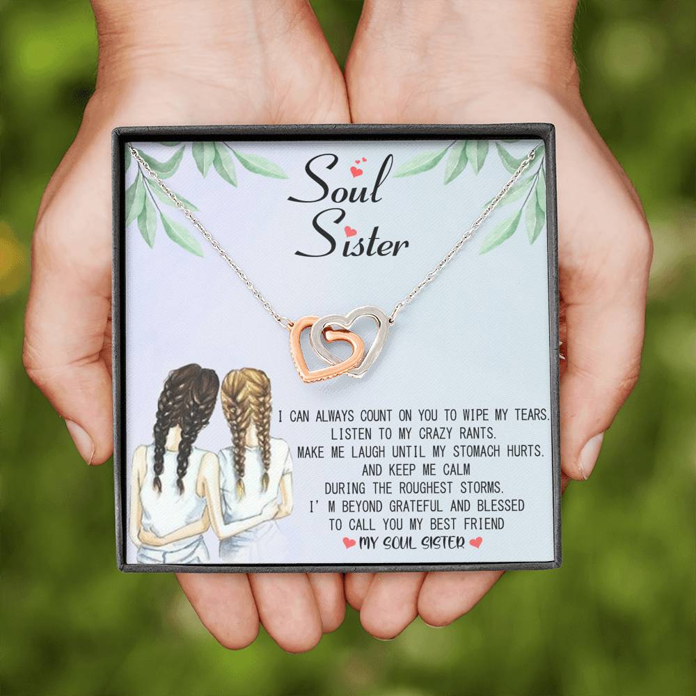 Soul Sister - Beyond Blessed To Call You My Best Friend | Beautiful 14k Gold Forever Family Locked Hearts