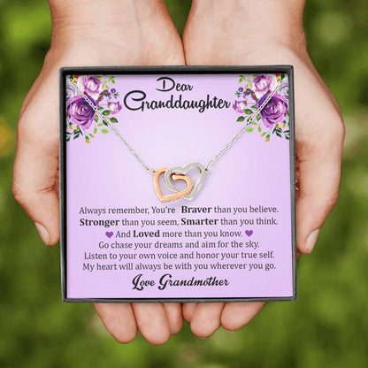 Dear Grand Daughter - Go Chase Your Dreams | Beautiful 14k Gold Forever Family Locked Hearts