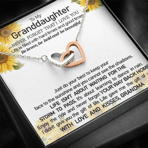 To My Grand Daughter - Be Brave, Be Bold And Be Beautiful (Love, Grandma) | Beautiful 14k Gold Forever Family Locked Hearts Standard Box