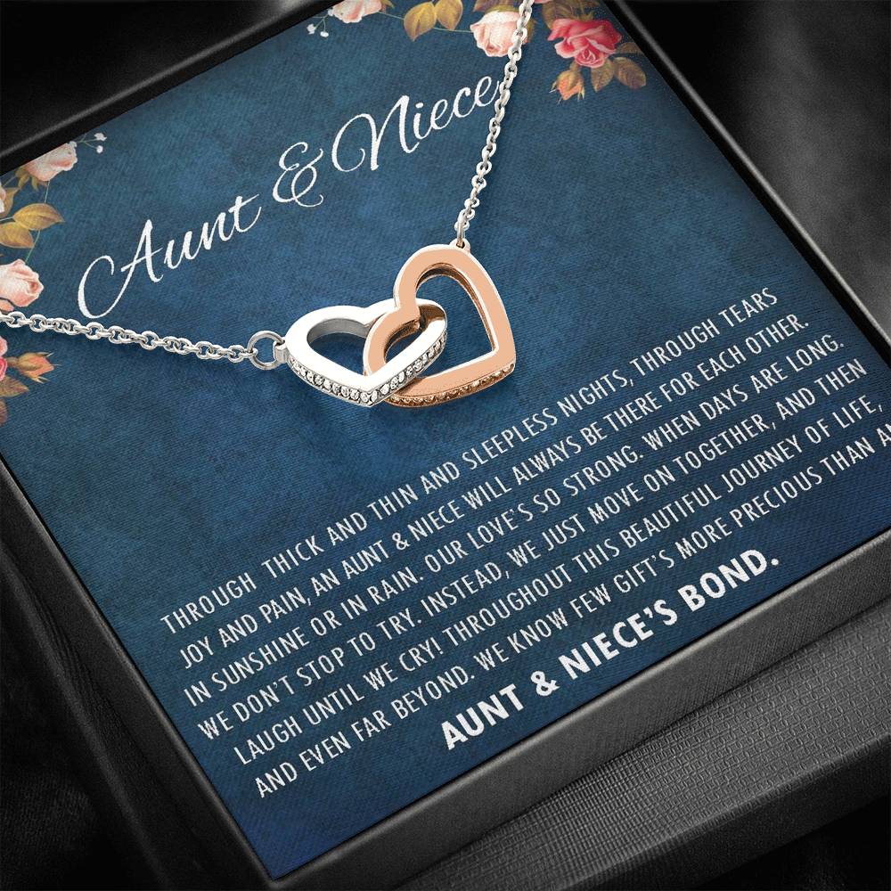 Aunt & Niece - Beautiful Journey of Life | Beautiful 14k Gold Forever Family Locked Hearts