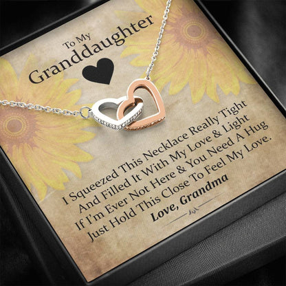 To My Grand Daughter - If You Need A Hug ( Love, Grandma) | Beautiful 14k Gold Forever Family Locked Hearts