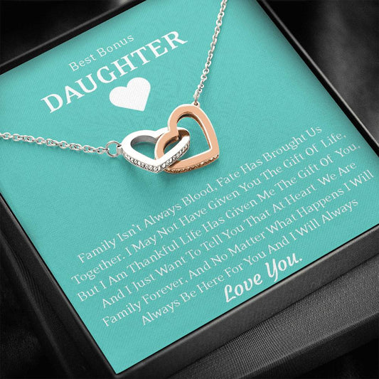 Best Bonus Daughter - Fate Has Brought Us Together | Beautiful 14k Gold Forever Family Locked Hearts