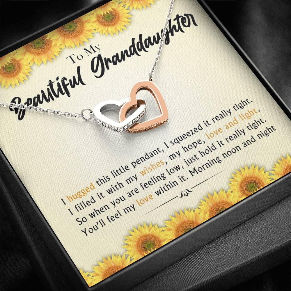 To My Beautiful Grand Daughter - When You Are Feeling Low | Beautiful 14k Gold Forever Family Locked Hearts