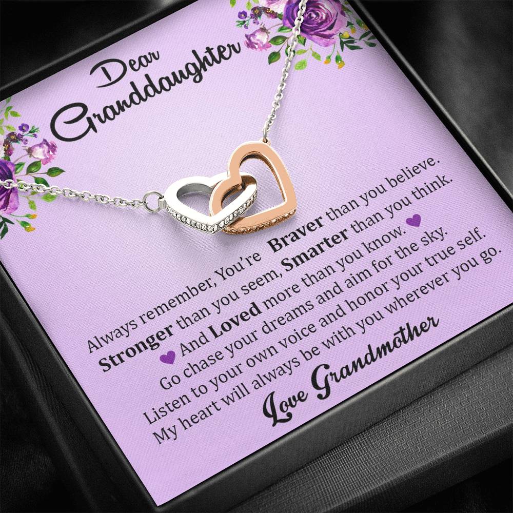 Dear Grand Daughter - Go Chase Your Dreams | Beautiful 14k Gold Forever Family Locked Hearts