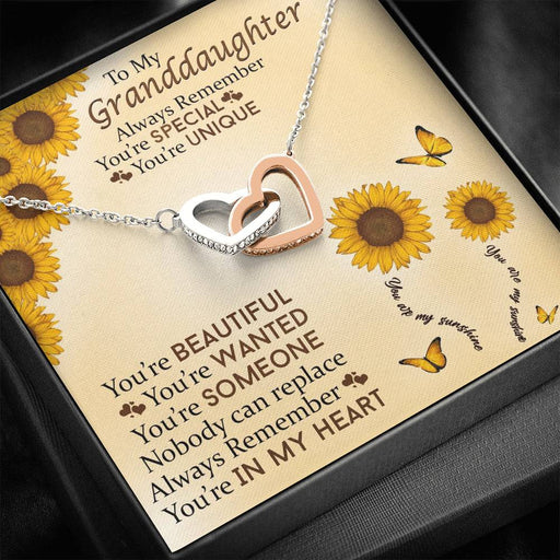 To My Grand Daughter - Nobody Can Replace | Beautiful 14k Gold Forever Family Locked Hearts Standard Box