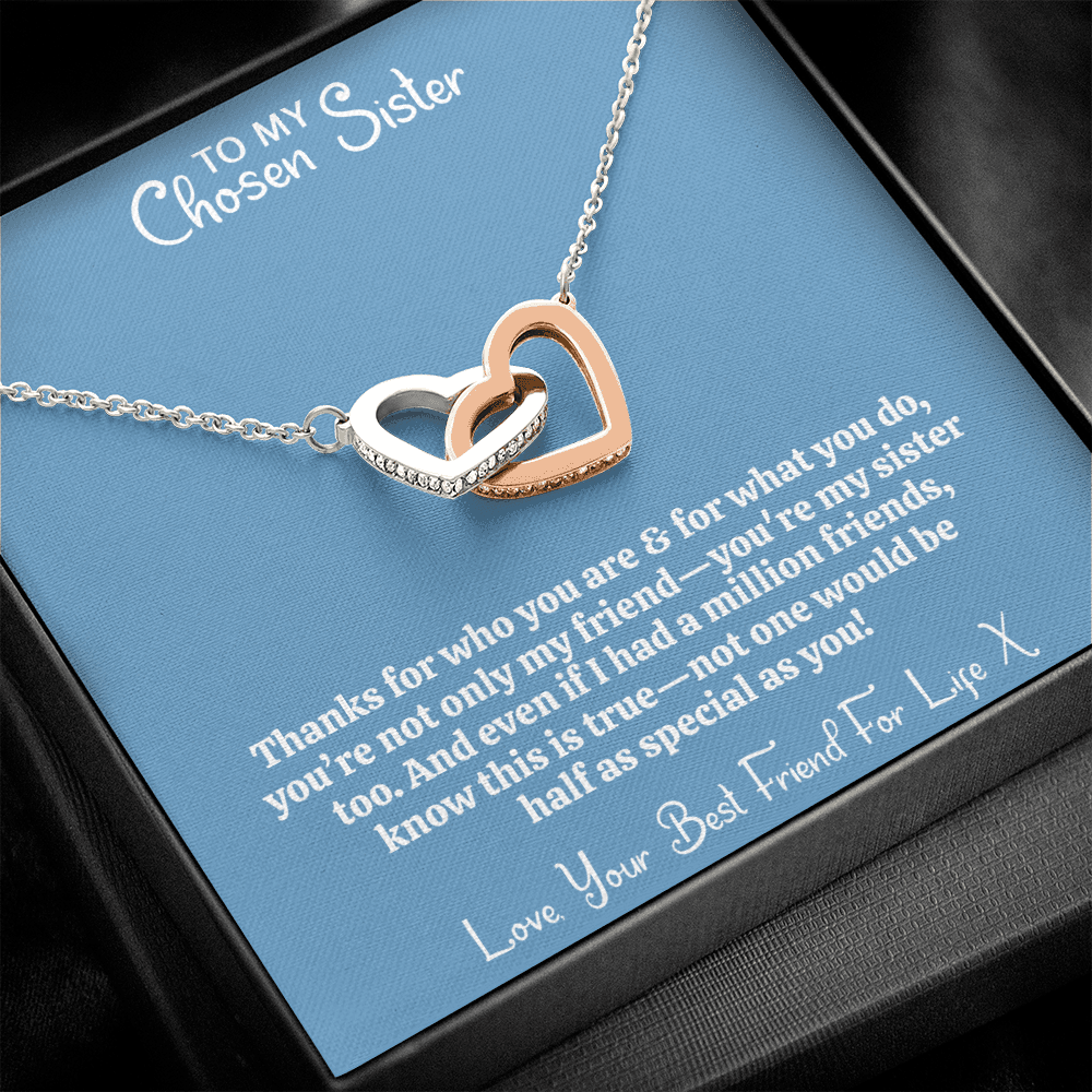 No Friend As Special As You - Best Friend Necklace | Chosen Sister | Interlocking Hearts Unbreakable Bond Necklace and Gift Box