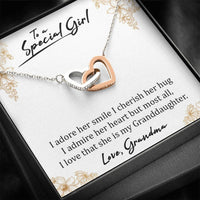 To A Special Girl - I Admire Her Heart (Love, Grandma) | Beautiful 14k Gold Forever Family Locked Hearts