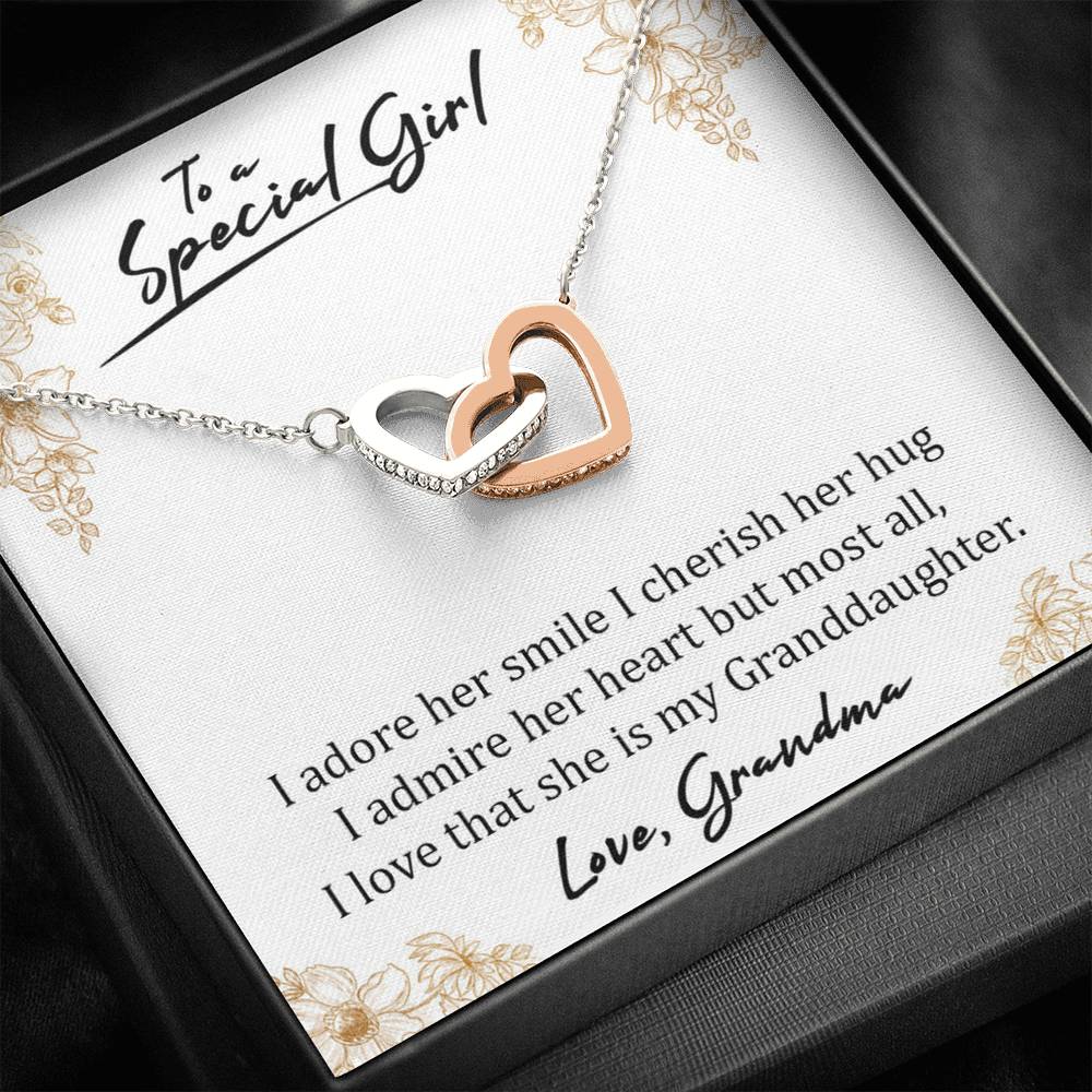 To A Special Girl - I Admire Her Heart (Love, Grandma) | Beautiful 14k Gold Forever Family Locked Hearts