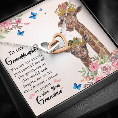 To My Grand Daughter - You Are My Angel (Love, Your Grandma) | Beautiful 14k Gold Forever Family Locked Hearts