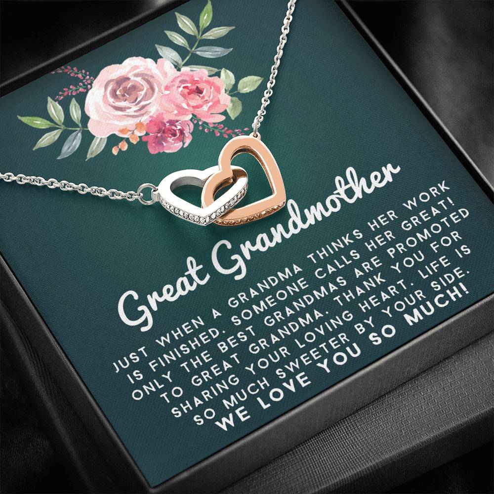 Great Grand Mother - Sweeter By Your Side | Beautiful 14k Gold Forever Family Locked Hearts