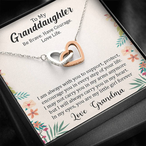 To My Grand Daughter - In Every Step Of Your Life (Love Grandma) | Beautiful 14k Gold Forever Family Locked Hearts Standard Box