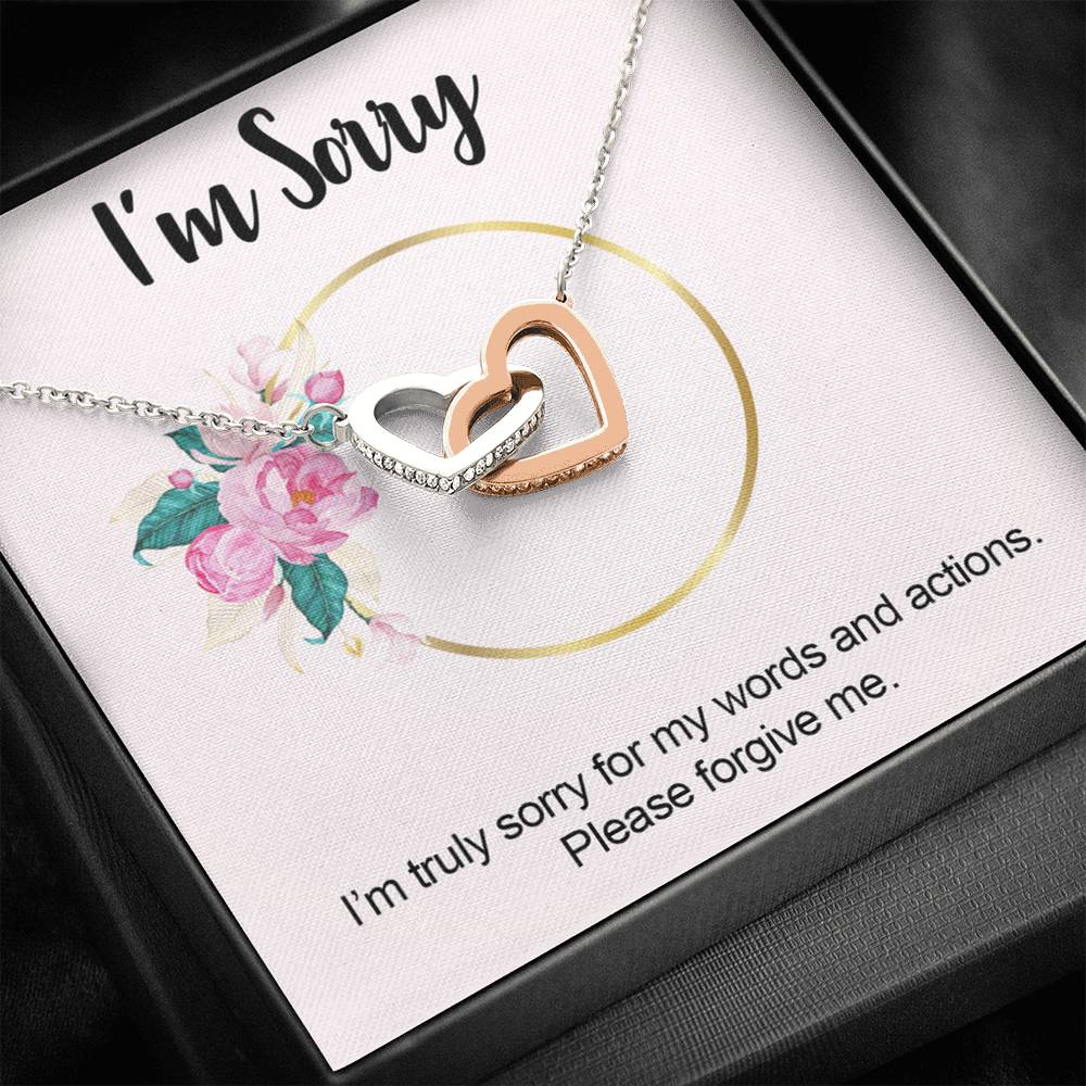 I'm Sorry - Please Forgive Me |  Beautiful 14k Gold Forever Family Locked Hearts