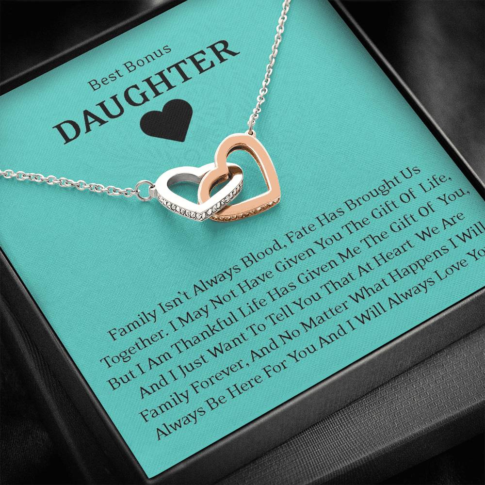 Best Bonus Daughter - Fate Has Brought Us Together | Beautiful 14k Gold Forever Family Locked Hearts