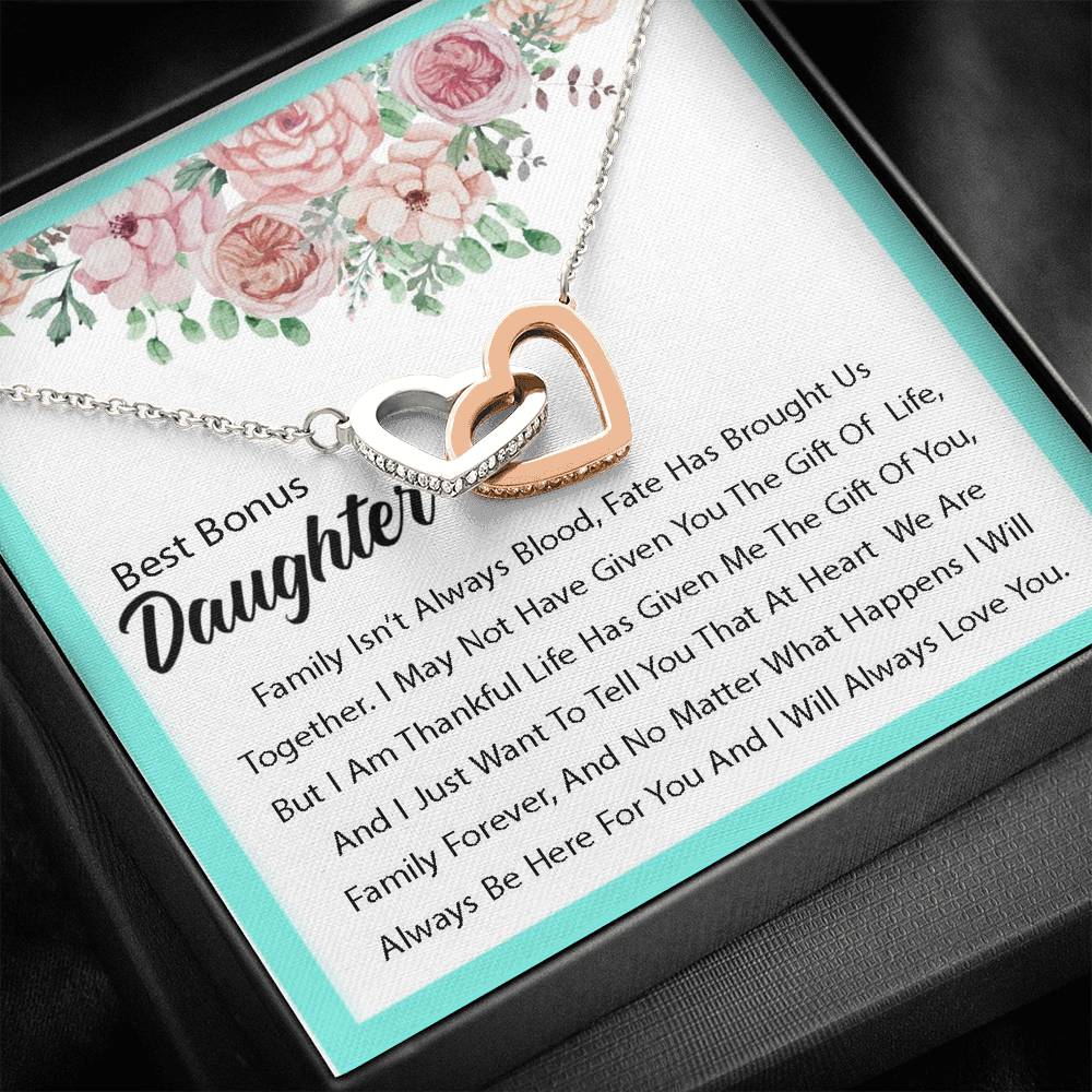 Best Bonus Daughter - Fate Has Brought Us Together | Beautiful 14k Gold Forever Family Locked Hearts
