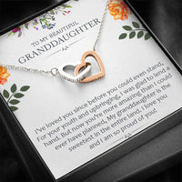 To My Beautiful Grand Daughter - The Sweetest In The Entire Land | Beautiful 14k Gold Forever Family Locked Hearts