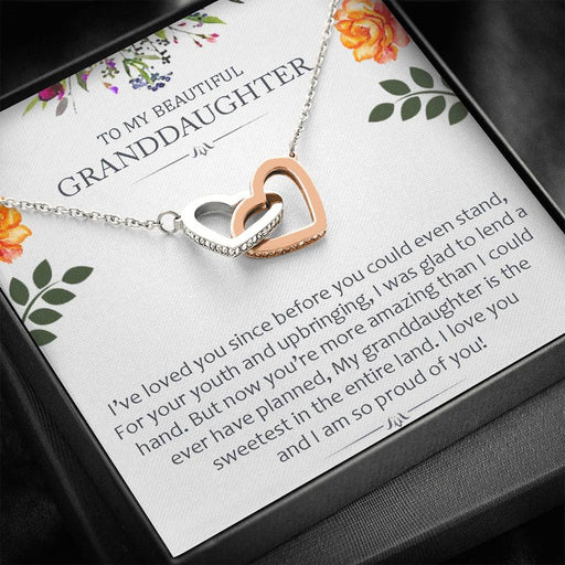 To My Beautiful Grand Daughter - The Sweetest In The Entire Land | Beautiful 14k Gold Forever Family Locked Hearts Standard Box