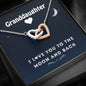 Grand Daughter - I Love You To The Moon And Back | Beautiful 14k Gold Forever Family Locked Hearts