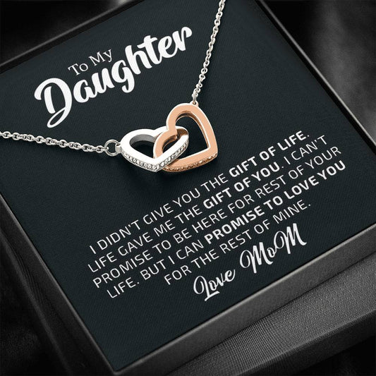 To My Daughter - The Gift Of You (Love, Mom) | Beautiful 14k Gold Forever Family Locked Hearts