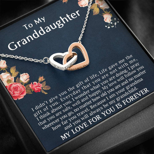 To My Grand Daughter - My Love Will Follow You | Beautiful 14k Gold Forever Family Locked Hearts Standard Box
